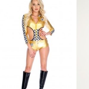 Gold race crew car driver cheeky jumpsuit sexy cos
